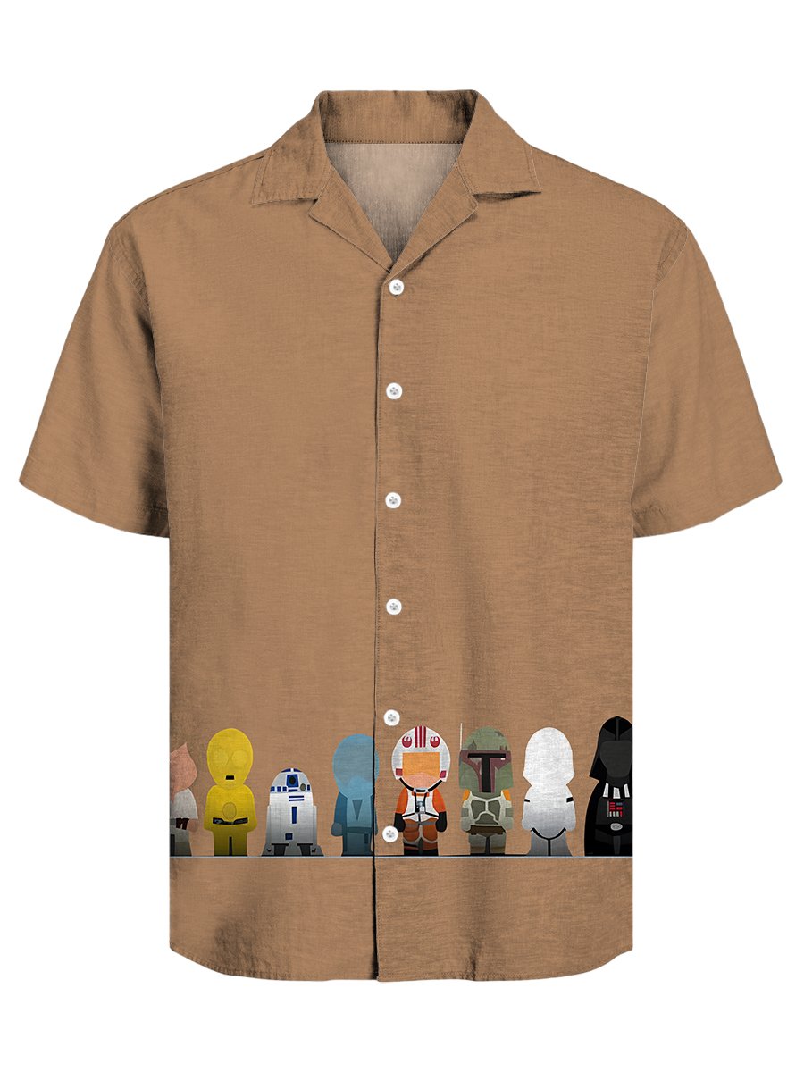 Men's Retro Casual Dark Cuban Collar Short Sleeve Shirt