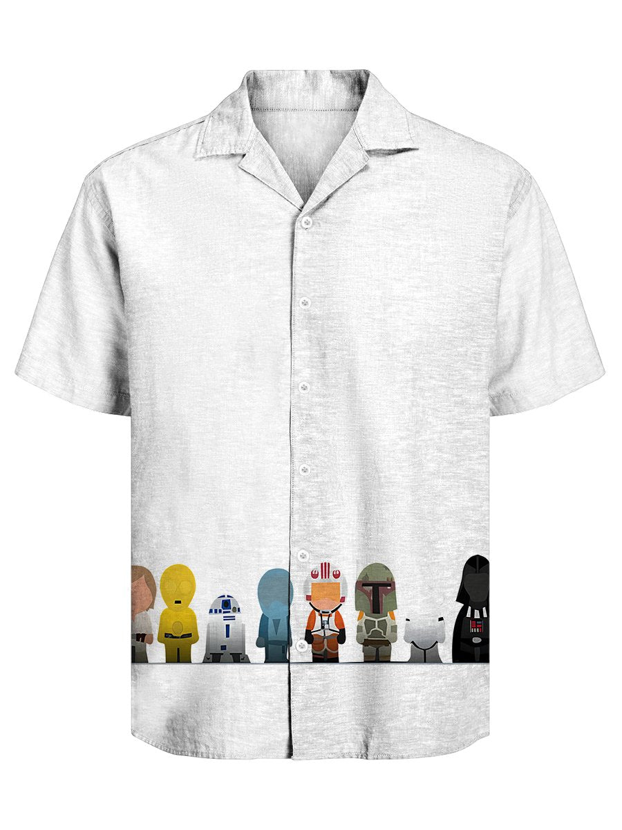 Men's Retro Casual Dark Cuban Collar Short Sleeve Shirt