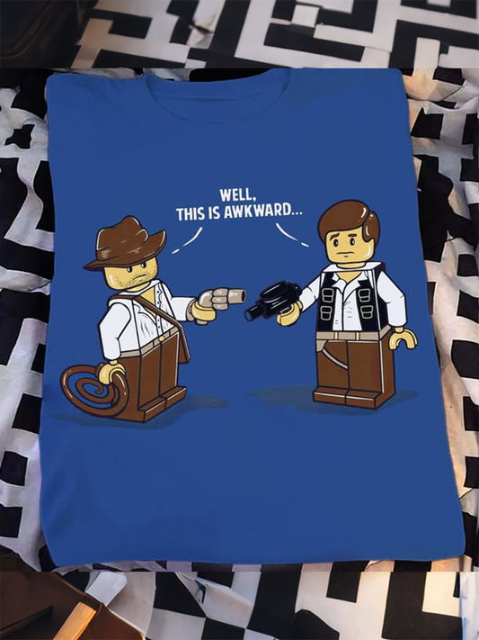 Men's 100% Cotton Planet Print Crew Neck Short Sleeve T-Shirt