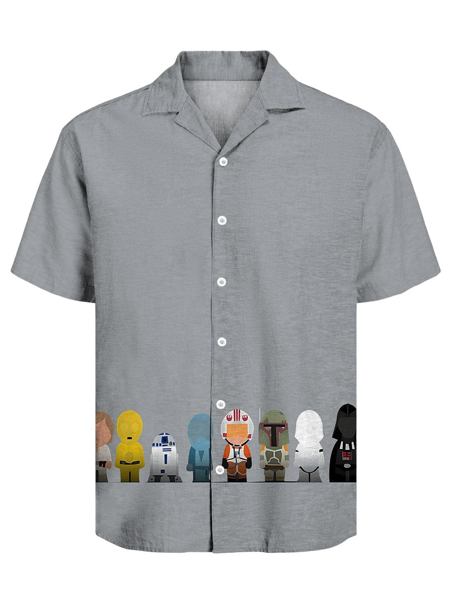 Men's Retro Casual Dark Cuban Collar Short Sleeve Shirt
