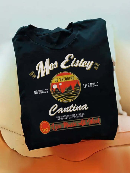 Men's 100% Cotton Planet Print Crew Neck Short Sleeve T-Shirt