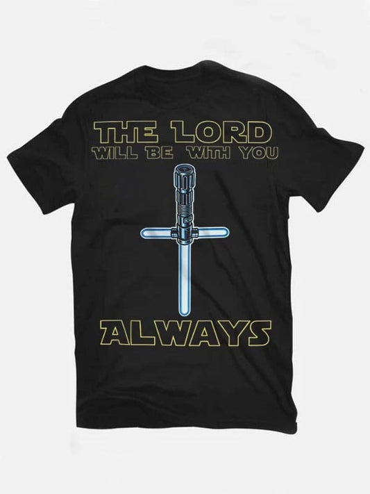 Men's 100% Cotton "The Lord Be With You"Print Short Sleeve T-Shirt