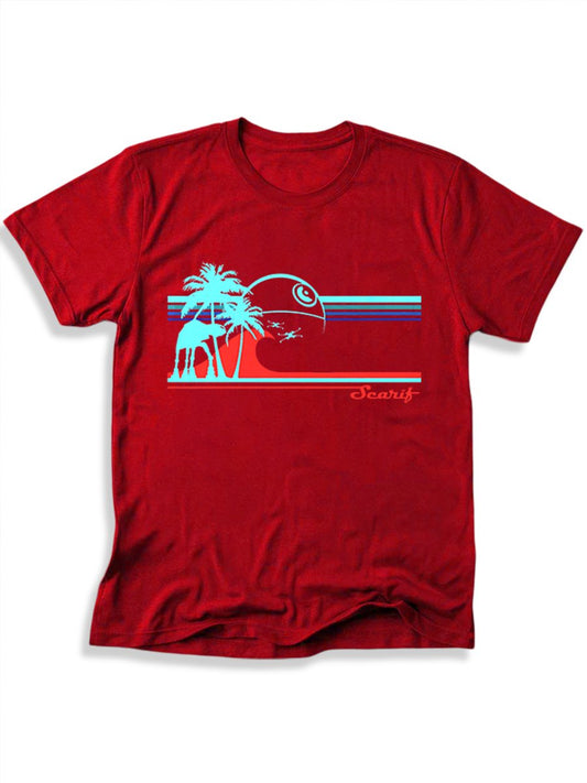 Men's 100% Cotton Planet Print Crew Neck Short Sleeve T-Shirt