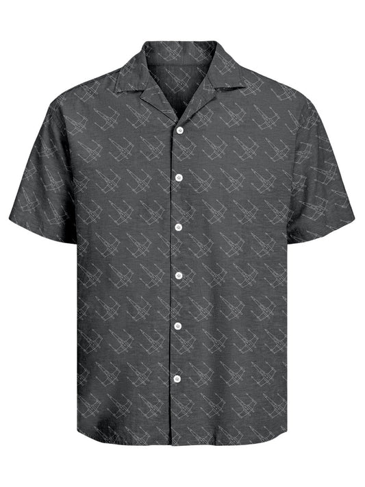 Men's Retro Casual Planet Art Cuban Collar Short Sleeve Shirt