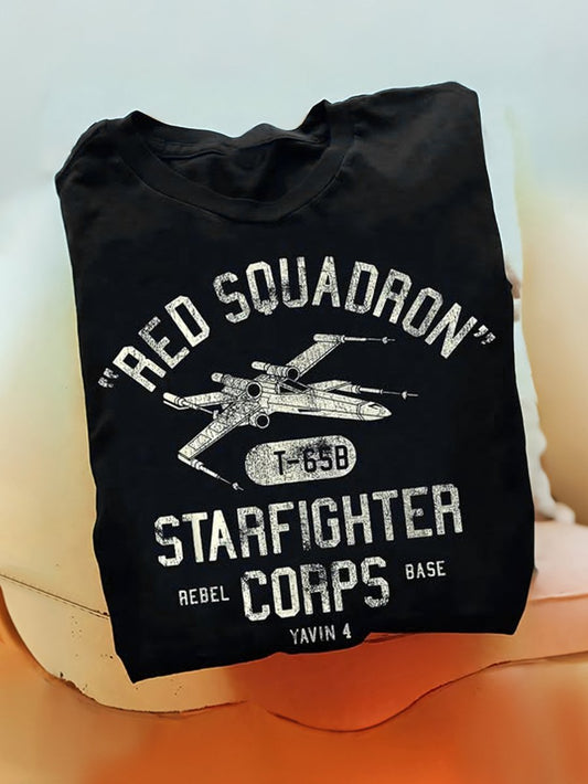 Men's 100% Cotton Planet Print Crew Neck Short Sleeve T-Shirt