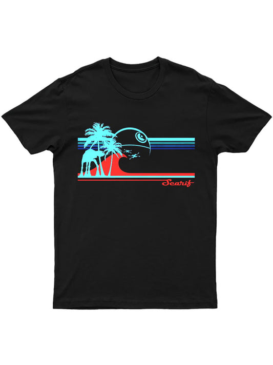 Men's 100% Cotton Planet Print Crew Neck Short Sleeve T-Shirt