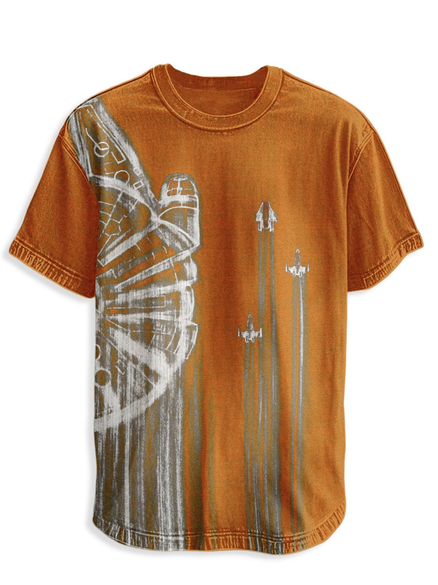 Men's Retro Casual Planet Art Short Sleeve T-Shirt